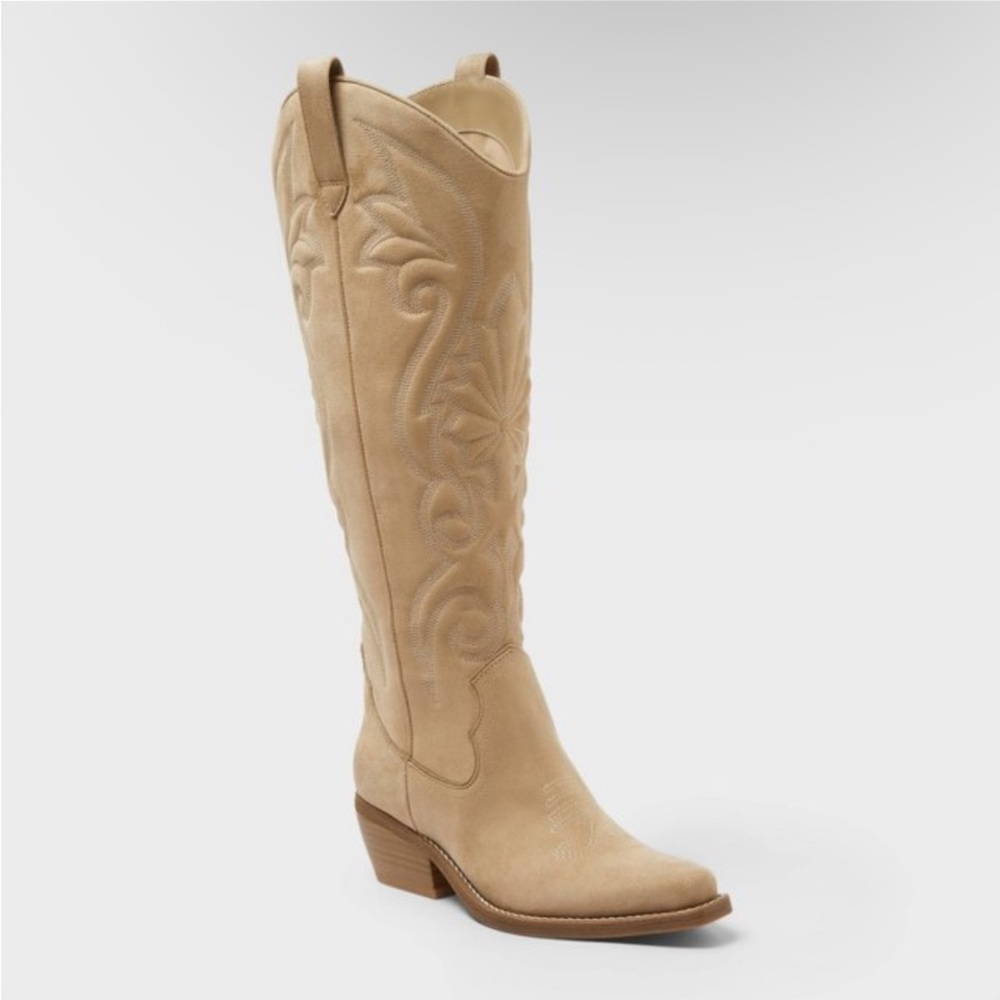 wild fable Tall Western Heeled Boots in Tan